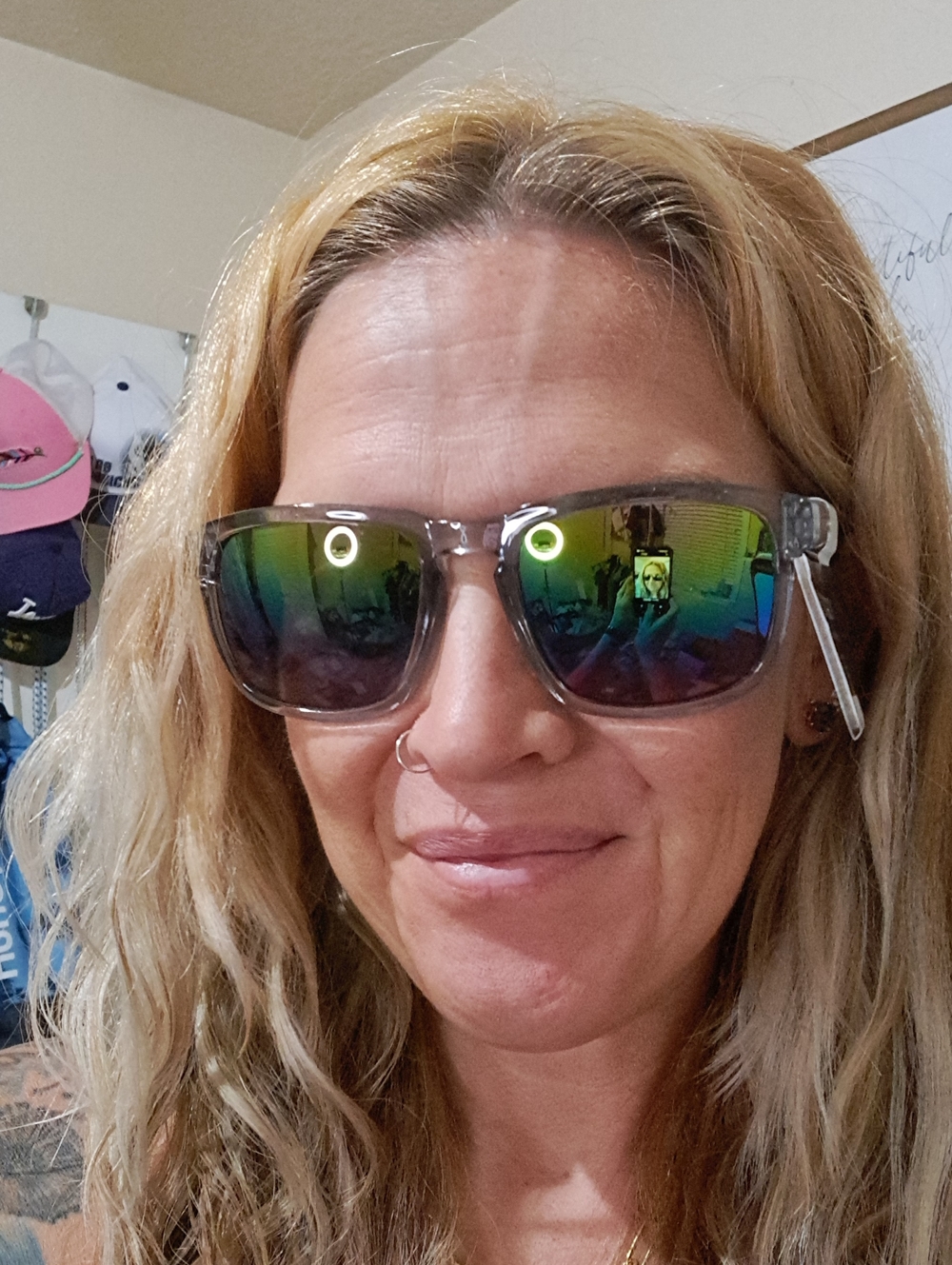 Clear Frame Polarized Sunglasses with Green Mirrored Lenses